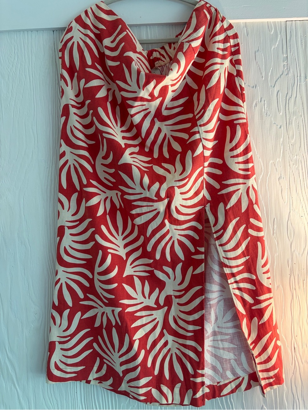 NWOT a new day Dark Orange and Cream Tropical Leaf Skirt